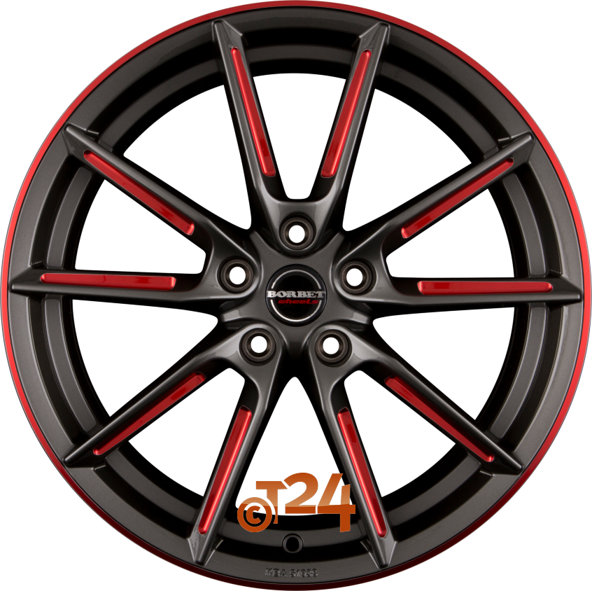 LX|Graphite Spoke Rim Red Polished 20