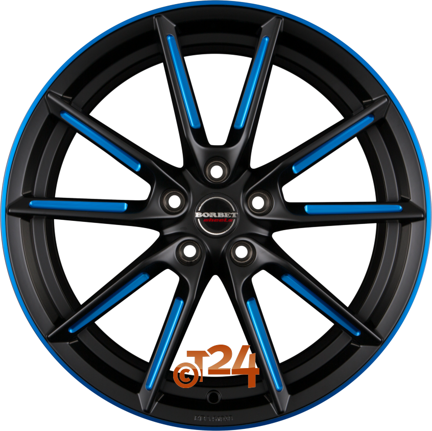 LX|Black Matt Spoke Rim Blue Polished 20