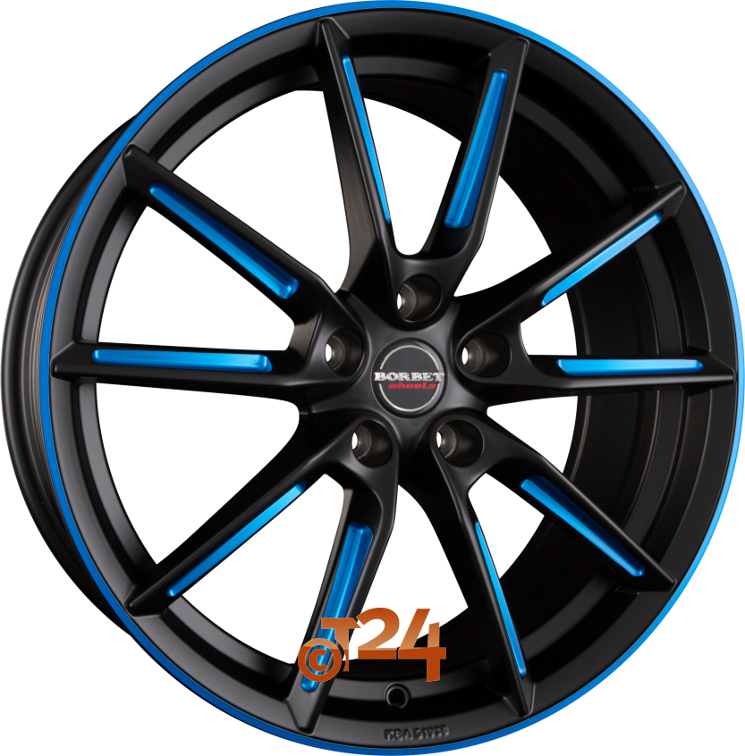 LX|Black Matt Spoke Rim Blue Polished 20