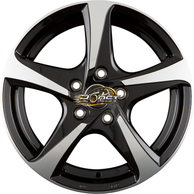 DBV 5SP 001 Schwarz Glänzend Front Poliert — Zwart lichtmetalen velg