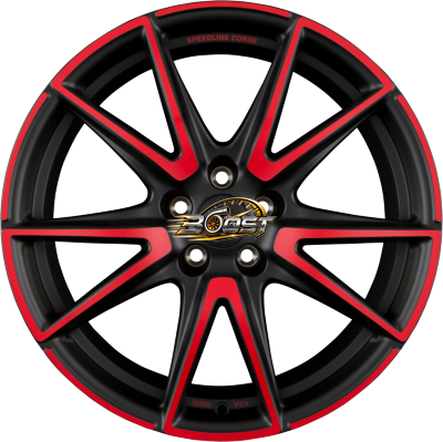 SL6 VETTORE MCR - Jetblack-Matt-Red Spoke