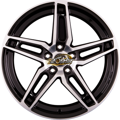 DBV 5DS 005 Schwarz Glänzend Front Poliert — Zwart lichtmetalen velg