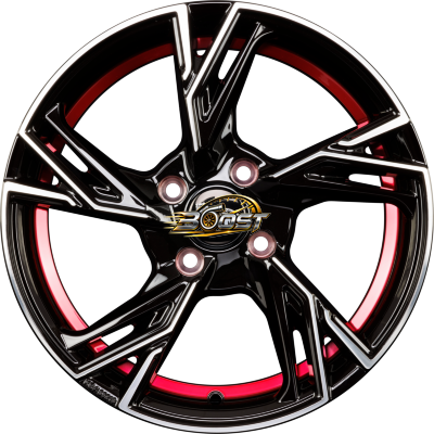 MAM MAM RS5 Black Front Polish Red Inside (BFPRI) — Zwart lichtmetalen velg