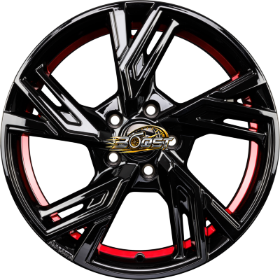 MAM MAM RS5 Black Painted Red Inside (BPRI) — Zwart lichtmetalen velg