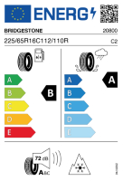 EU-Reifenlabel für BRIDGESTONE DURAVIS ALL SEASON EVO 225/65 R16C 112/110R