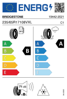 EU-label voor BRIDGESTONE A005 EVO WEATHER CONTROL