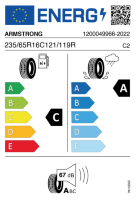 EU-Reifenlabel für ARMSTRONG BLU-TRAC VAN 235/65 R16C 121/119R