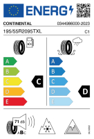 EU-Reifenlabel für CONTINENTAL VIKING CONTACT 7 195/55 R20 95T