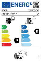 EU-Reifenlabel für NEXEN N`FERA SPORT SUV (SU2) 235/65 R17 104H