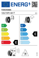 EU-Reifenlabel für YOKOHAMA W-DRIVE V903 165/70 R14 81T
